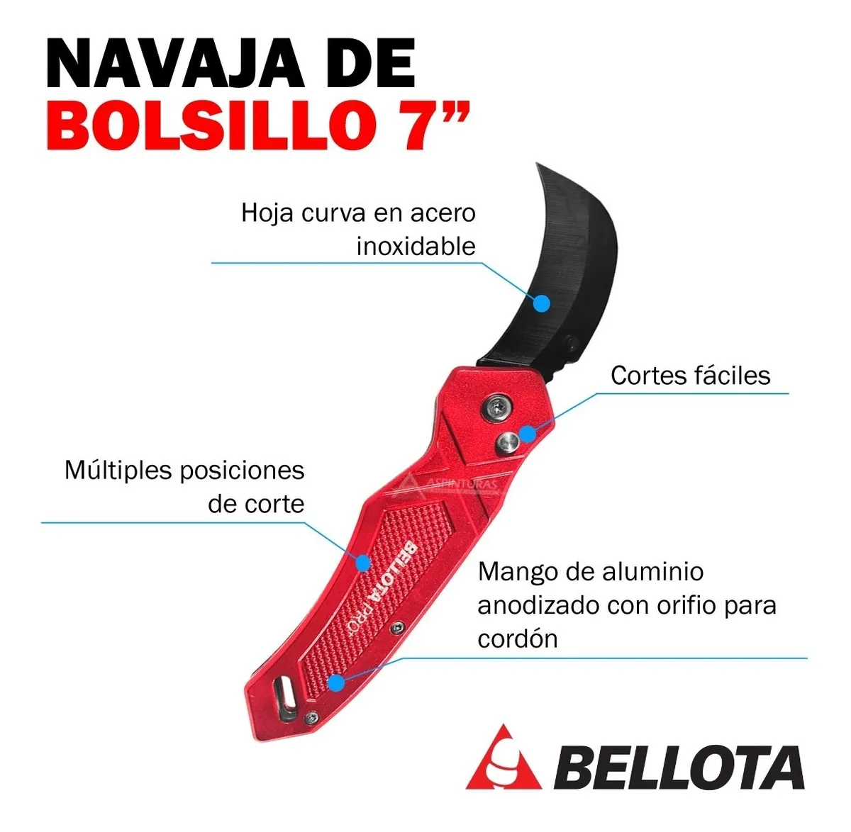 CUCHILLO DE BOLSILLO ABATIBLE 7" (KNF07BSSP) BELLOTA PRO+ - Vista 4