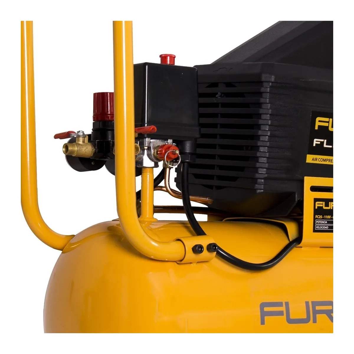 KIT COMPRESOR DE AIRE HORIZONTAL 2HP 25L + MANGUERA 5MTS + PISTOLA DE PINTAR (FC25KIT) FURIUS - Vista 2