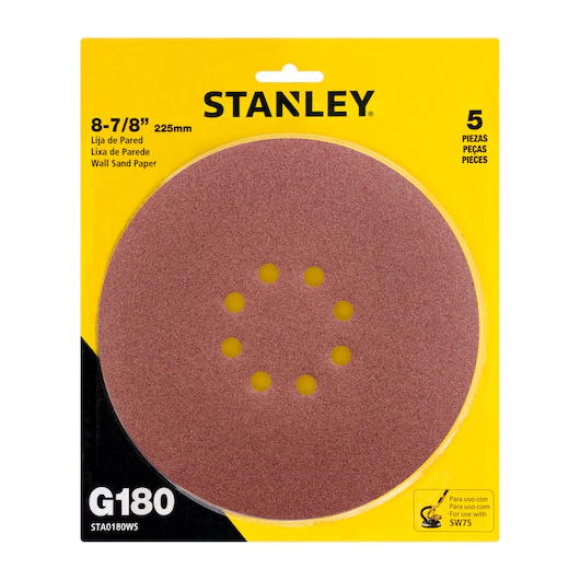 LIJA REDONDA 8-7-8" 5PZS G180 (STA0180WS) STANLEY - Vista 4