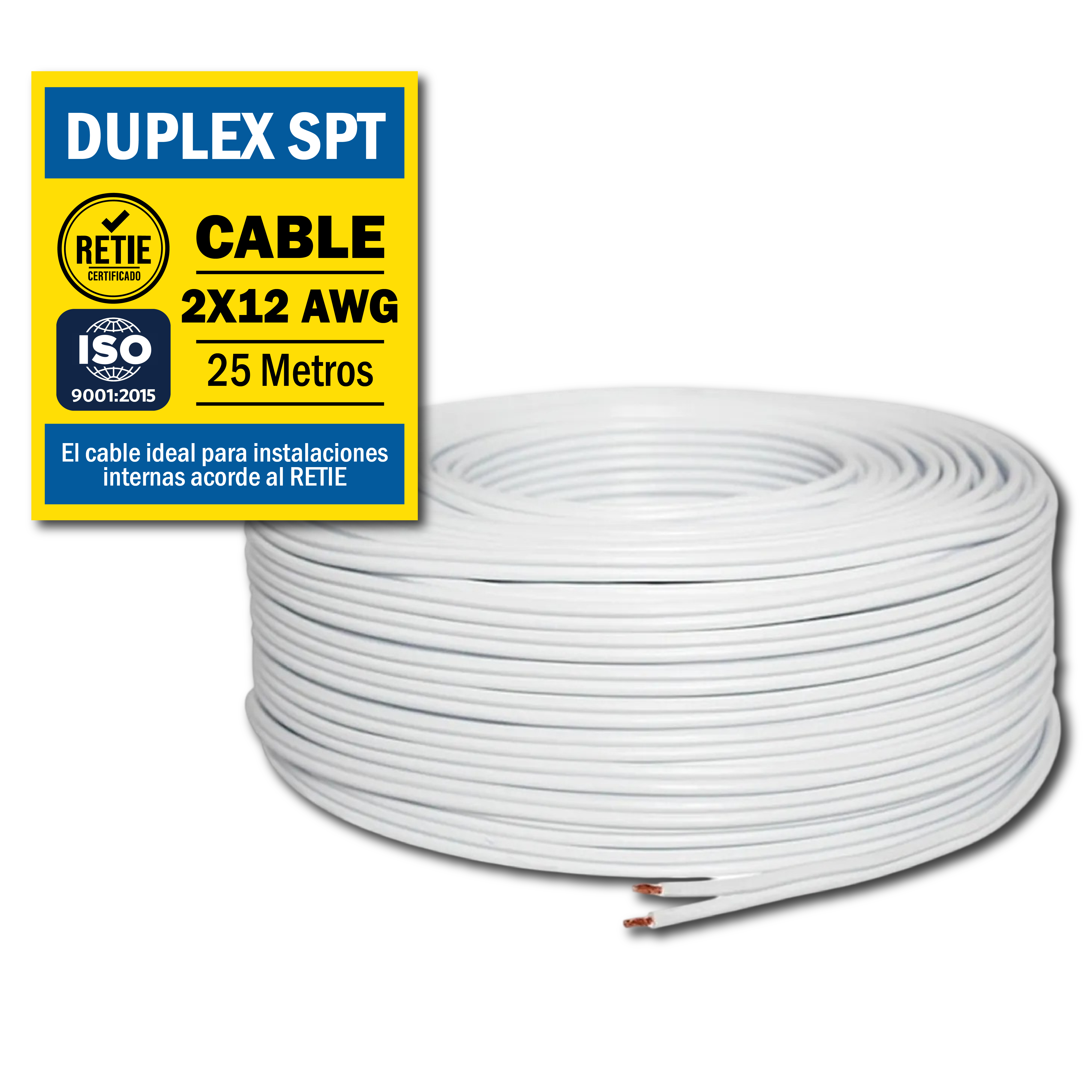 CABLE DUPLEX SPT 2x12 AWG x25Mts (50262) ANDES