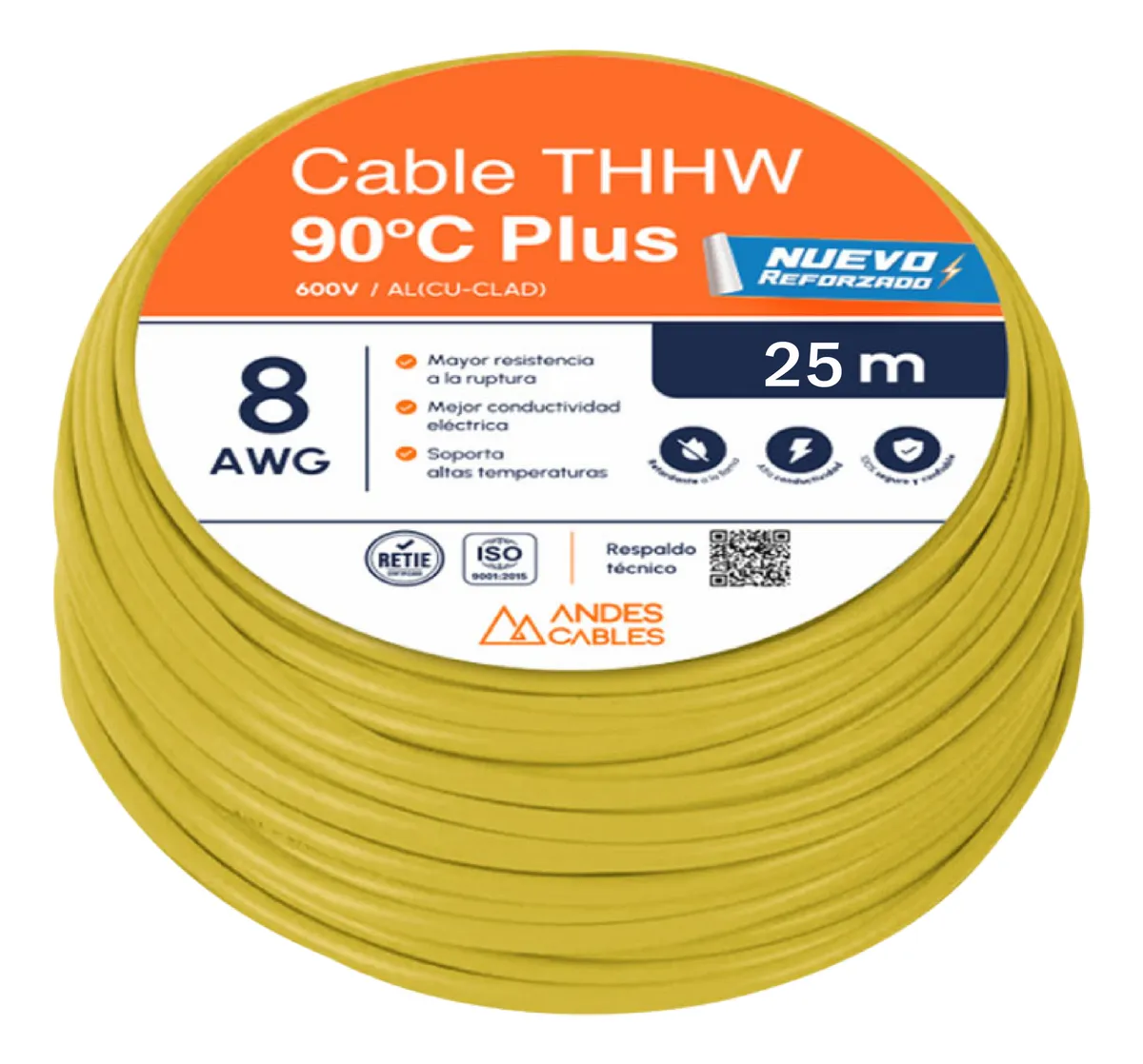 CABLE FLEX THW 8 AWG AMARILLO x25Mts (110722) ANDES - Vista 4