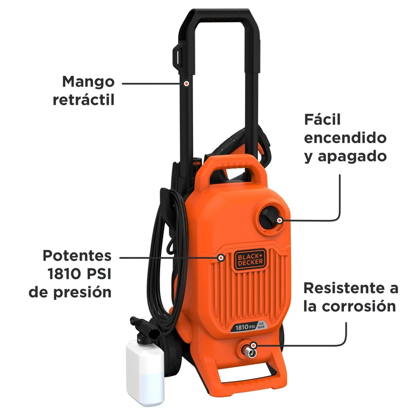 HIDROLAVADORA 1700W - 1800 PSI (BEPW1800T-B3) BLACK&DECKER - Vista 2