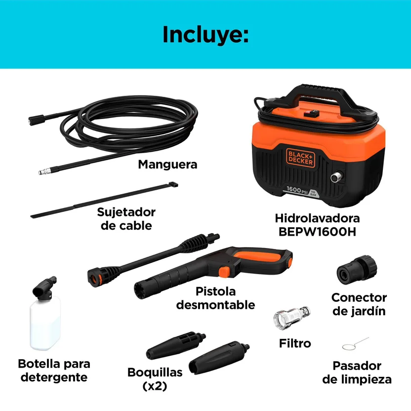 HIDROLAVADORA 1300W - 1600 PSI (BEPW1600H-B3)  BLACK&DECKER - Vista 3