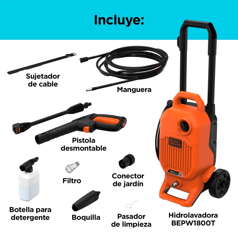 HIDROLAVADORA 1700W - 1800 PSI (BEPW1800T-B3) BLACK&DECKER - Vista 3