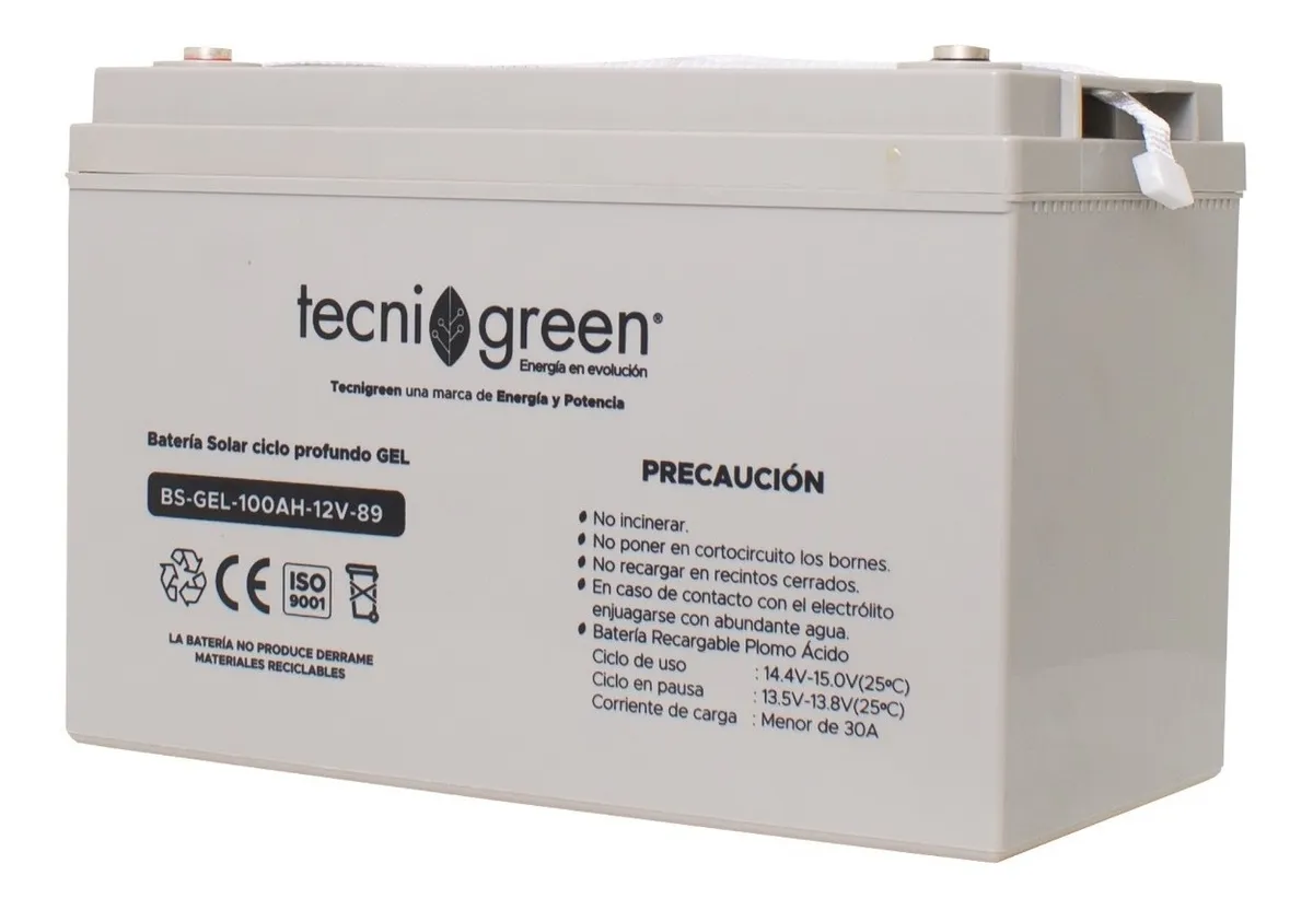 BATERIA 12V 100Ah GEL TECNIGREEN E&P - Vista 2