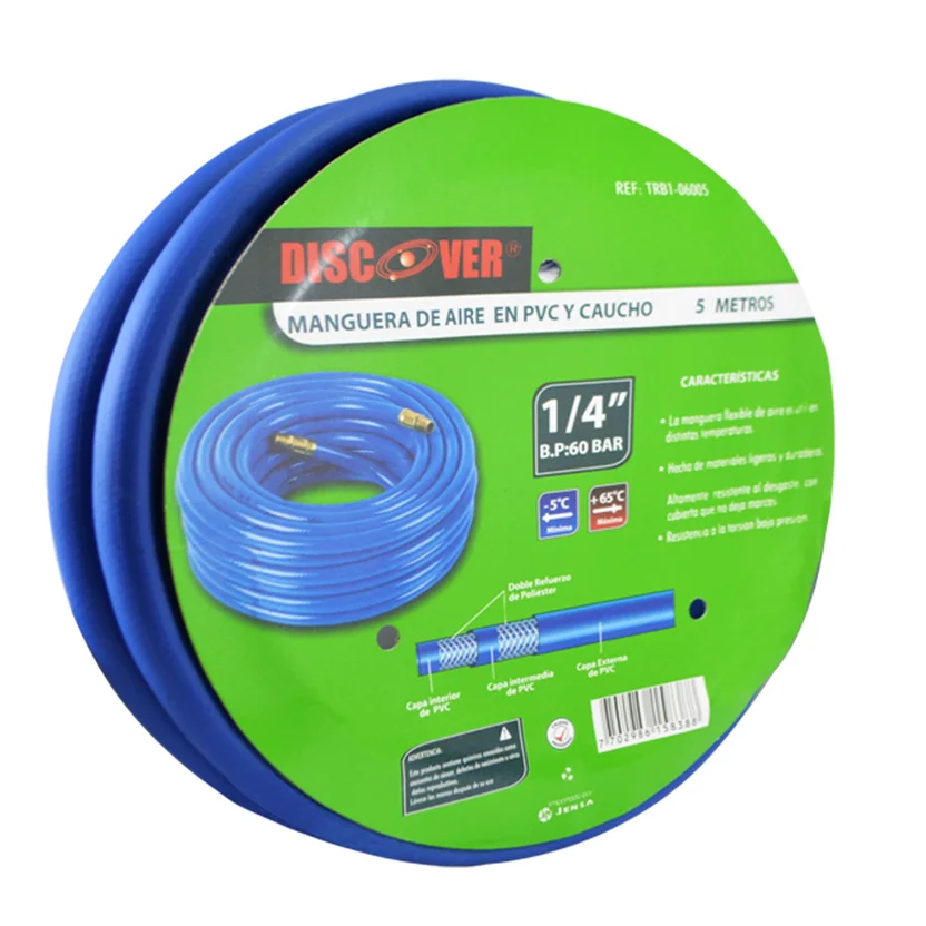 MANGUERA PARA COMPRESOR 1-4"x5Mt BAJA PRESION (JN 250) DISCOVER