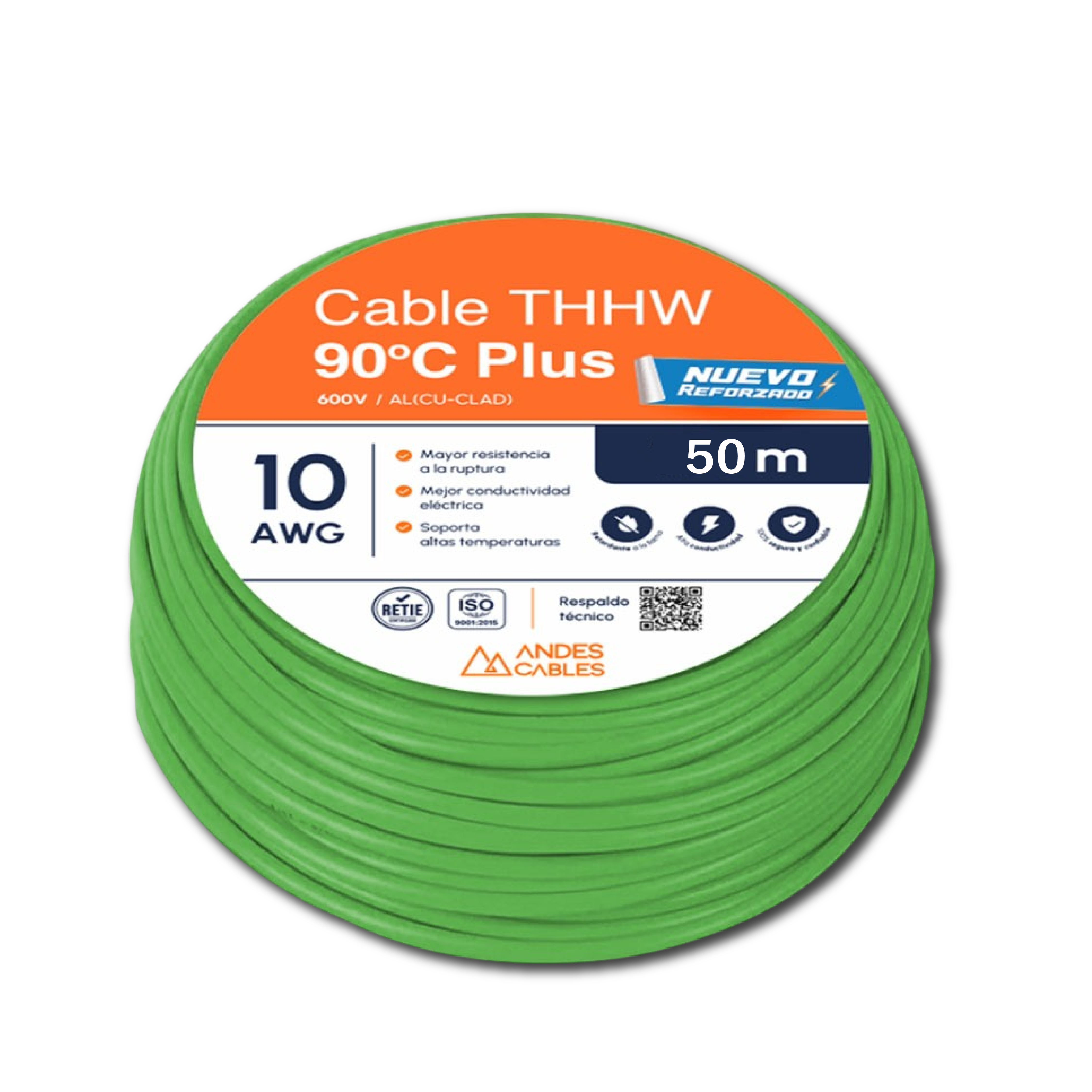 CABLE FLEX THW 10 AWG VERDE x50Mts (70382) ANDES - Vista 4