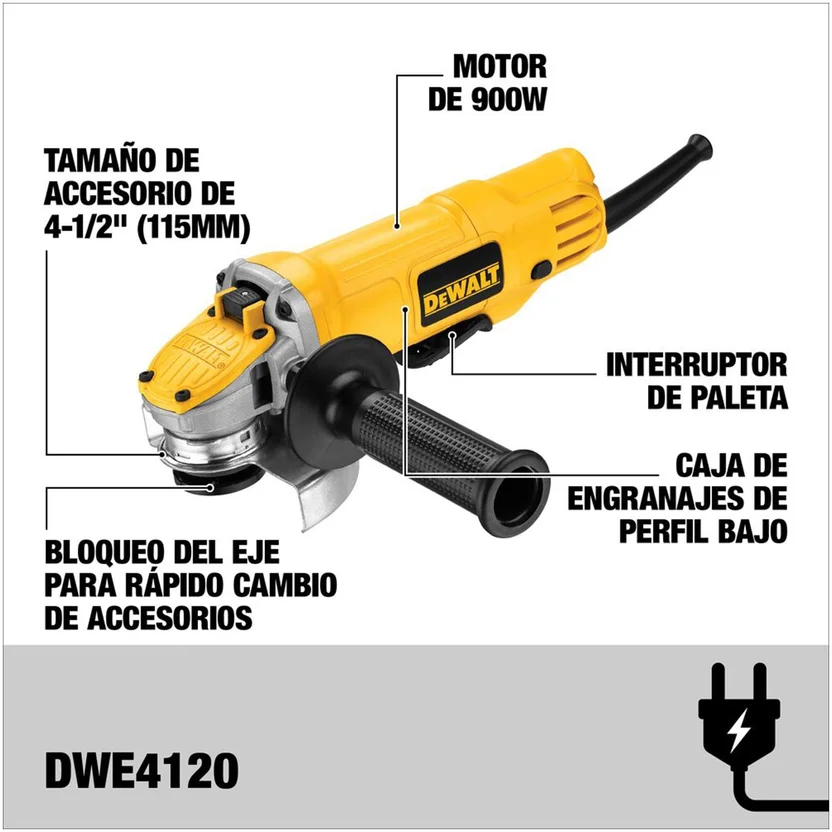 PULIDORA PROFESIONAL 4-1-2" - 900 W - 12000RPM (DWE4120-B3) DEWALT - Vista 2