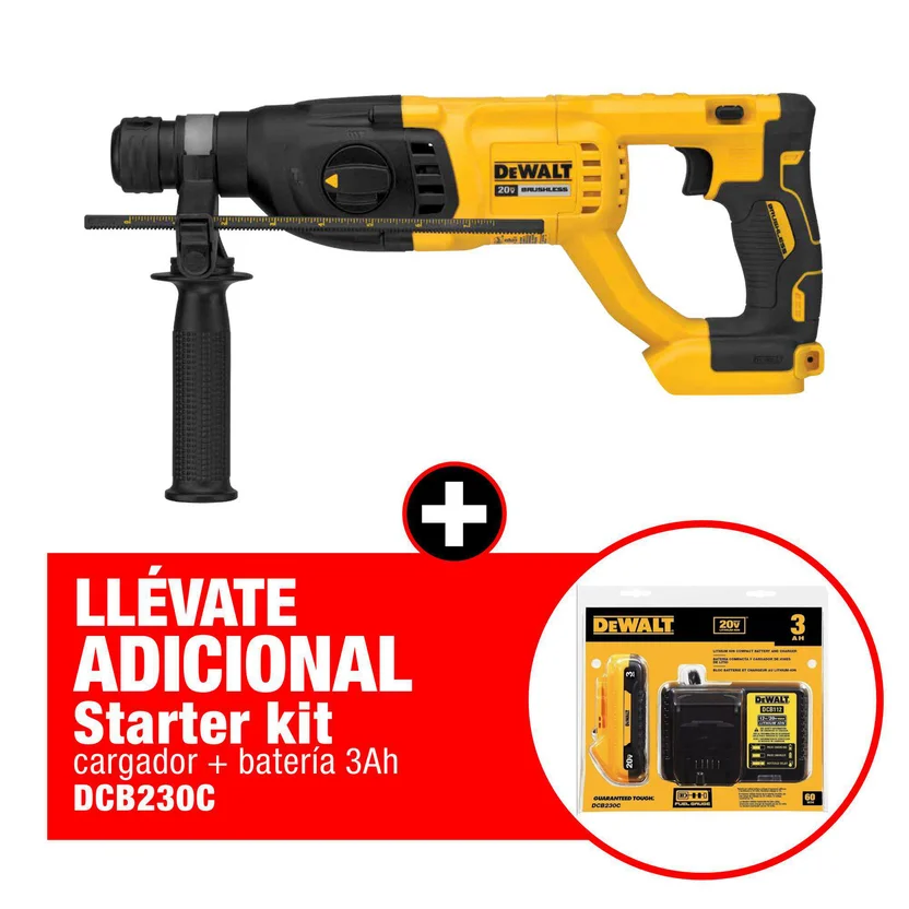 COMBO ROTOMARTILLO SDS PLUS DE 1" 26MM INALÁMBRICO (DCH133B) DEWALT - Vista 3